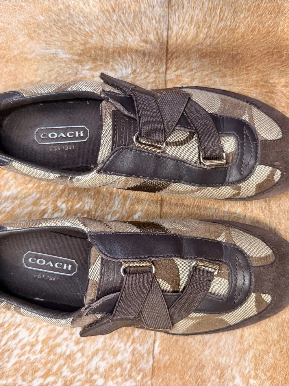 Coach Women’s Brown Signature Logo Slip-On Sneakers